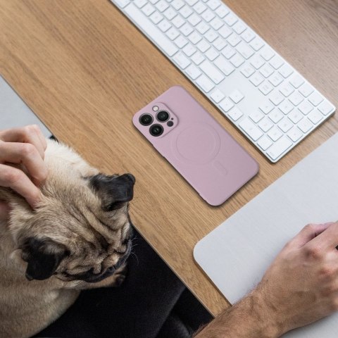 Futerał do iPhone 14 PRO MAX Silicone Mag Cover zgodny z MagSafe różowy