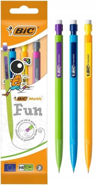Ołówek automatyczny Matic Fun z gumką HB 3szt BIC