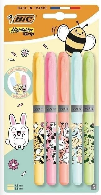 Zakreślacz Grip Pastel Kawaii mix 5szt BIC