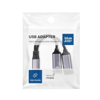 Adapter AUX 2w1 Typ C (męski) do Typ C (żeński) / Typ C (żeński) Blue Star czarny [DAC] - ładowanie do 25W