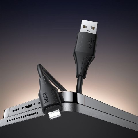 Kabel USB A do Lightning Hoco 2,4A silikonowy 1 m X124 czarny