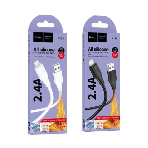 Kabel USB A do Lightning Hoco 2,4A silikonowy 1 m X124 czarny