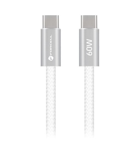 Kabel USB C do USB C Forcell F-Energy QC4.0 PD 3A 60W Cafule Color 1,2 m ACYH23 biały