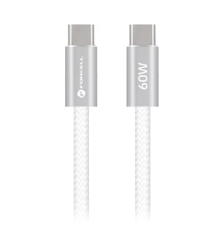 Kabel USB C do USB C Forcell F-Energy QC4.0 PD 3A 60W Cafule Flat 1,2 m CCFN23 biały