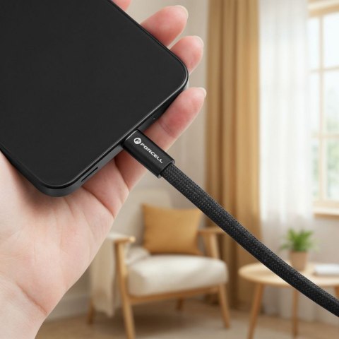 Kabel USB C do USB C Forcell F-Energy QC4.0 PD 3A 60W Cafule Flat 1,2 m CCFN23 czarny