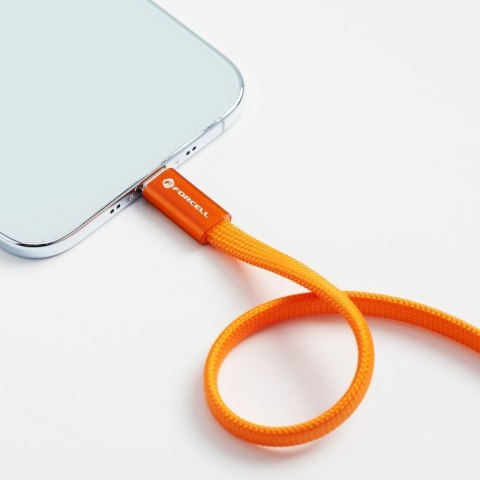 Kabel USB C do USB C Forcell F-Energy QC4.0 PD 3A 60W Cafule Flat 1,2 m CCFN23 pomarańczowy