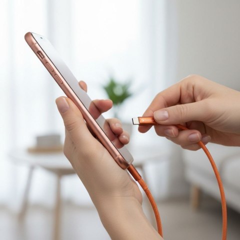 Kabel USB C do USB C Forcell F-Energy QC4.0 PD 3A 60W Cafule Flat 1,2 m CCFN23 pomarańczowy