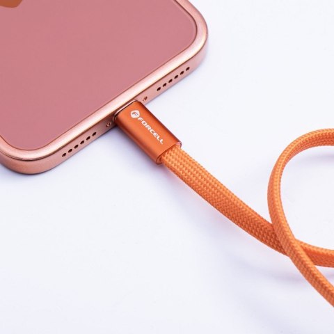 Kabel USB C do USB C Forcell F-Energy QC4.0 PD 3A 60W Cafule Flat 1,2 m CCFN23 pomarańczowy