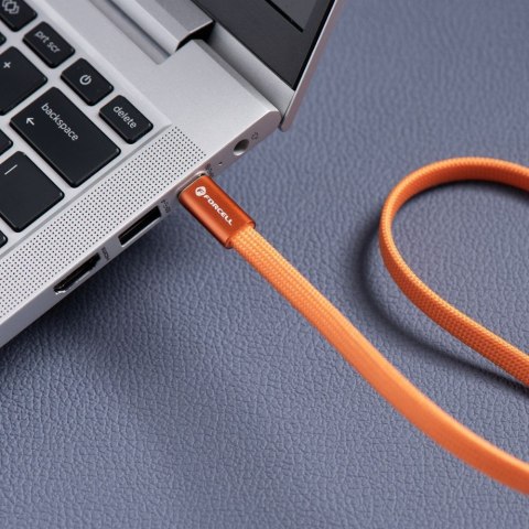 Kabel USB C do USB C Forcell F-Energy QC4.0 PD 3A 60W Cafule Flat 1,2 m CCFN23 pomarańczowy