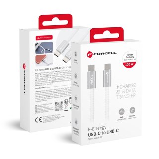 Kabel USB C do USB C Forcell F-Energy QC4.0 PD 5A 100W Cafule Color 1,2 m ACYH23 biały
