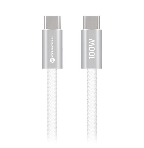 Kabel USB C do USB C Forcell F-Energy QC4.0 PD 5A 100W Cafule Color 1,2 m ACYH23 biały