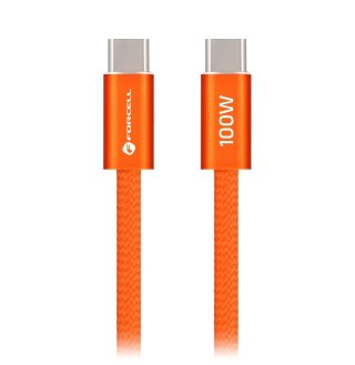Kabel USB C do USB C Forcell F-Energy QC4.0 PD 5A 100W Cafule Color 1,2 m ACYH23 pomarańczowy