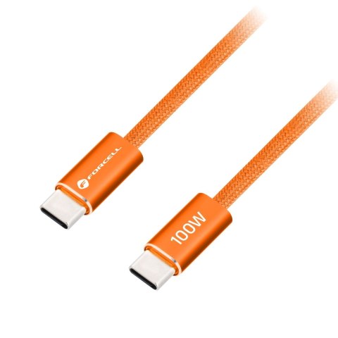 Kabel USB C do USB C Forcell F-Energy QC4.0 PD 5A 100W Cafule Color 1,2 m ACYH23 pomarańczowy
