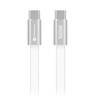 Kabel USB C do USB C Forcell F-Energy QC4.0 PD 5A 100W Cafule Flat 1,2 m CCFN23 biały