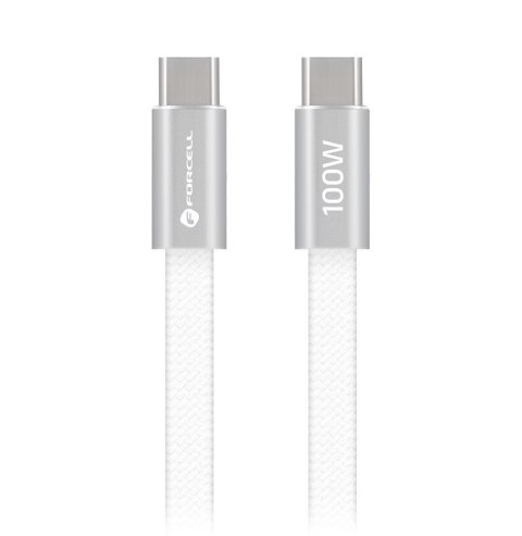Kabel USB C do USB C Forcell F-Energy QC4.0 PD 5A 100W Cafule Flat 1,2 m CCFN23 biały