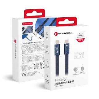 Kabel USB C do USB C Forcell F-Energy QC4.0 PD 5A 100W Cafule Flat 1,2 m CCFN23 granatowy