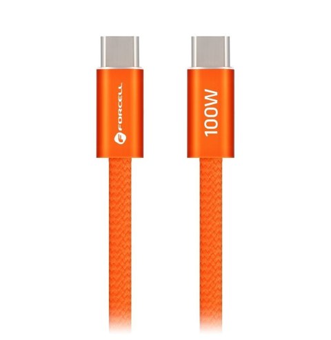 Kabel USB C do USB C Forcell F-Energy QC4.0 PD 5A 100W Cafule Flat 1,2 m CCFN23 pomarańczowy