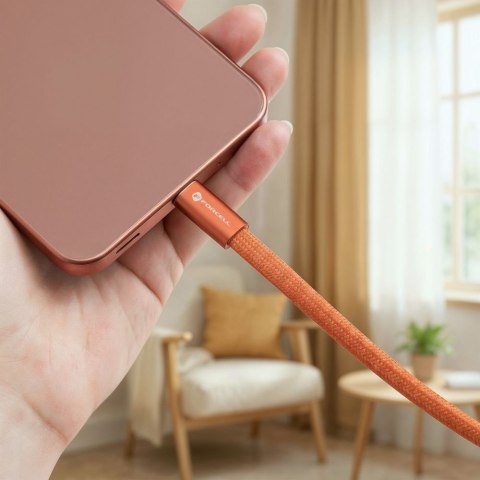 Kabel USB C do USB C Forcell F-Energy QC4.0 PD 5A 100W Cafule Flat 1,2 m CCFN23 pomarańczowy