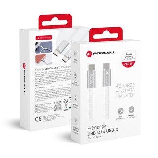 Kabel USB C do USB C Forcell F-Energy QC4.0 PD 5A 240W Cafule Flat 1,2 m CCFN23 biały
