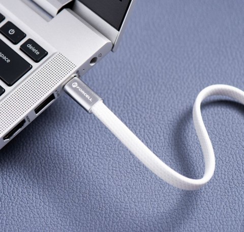 Kabel USB C do USB C Forcell F-Energy QC4.0 PD 5A 240W Cafule Flat 1,2 m CCFN23 biały