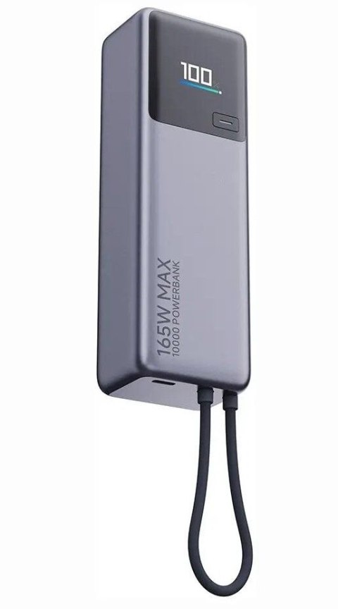 Powerbank Xiaomi 10000 mAh QC PD 165W z wbudowanym kablem USB C PB1165MI z wyświetlaczem LED szary