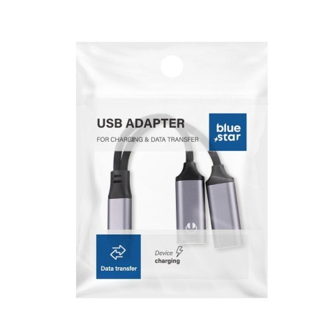 Adapter AUX 2w1 Typ C (męski) do Typ C (żeński) / Typ C (żeński) Blue Star czarny [DAC] - ładowanie do 25W