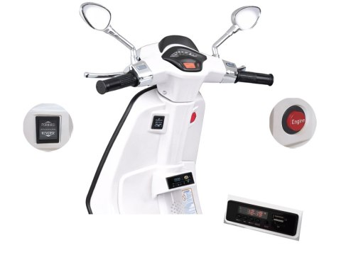 Motor skuter elektryczny VESPA na akumulator dla dziecka melodie PA0344