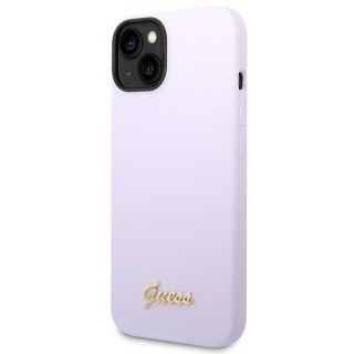 GUESS futerał do IPHONE 13 / 14 / 15 GUHCP14SSLSMU (Silicone Vintage Gold Logo) fioletowy