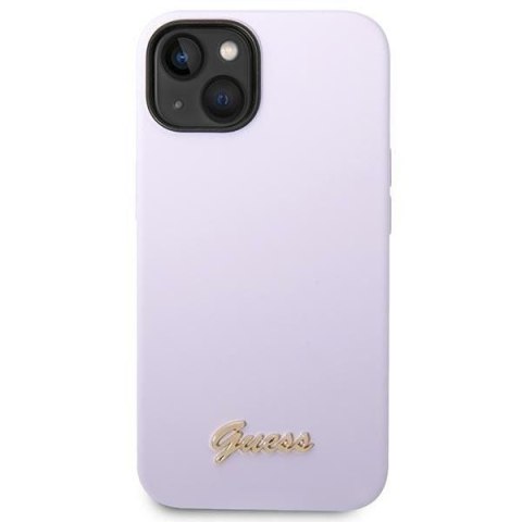 GUESS futerał do IPHONE 13 / 14 / 15 GUHCP14SSLSMU (Silicone Vintage Gold Logo) fioletowy