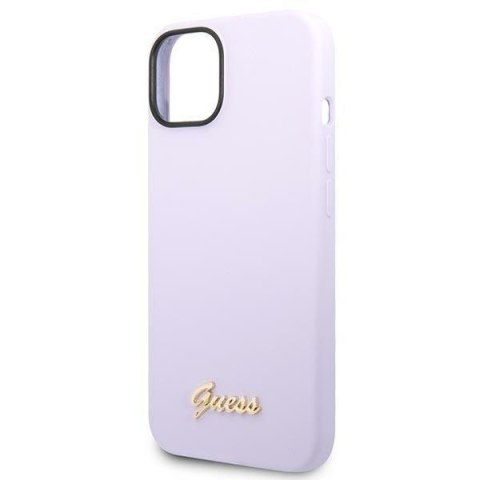 GUESS futerał do IPHONE 13 / 14 / 15 GUHCP14SSLSMU (Silicone Vintage Gold Logo) fioletowy