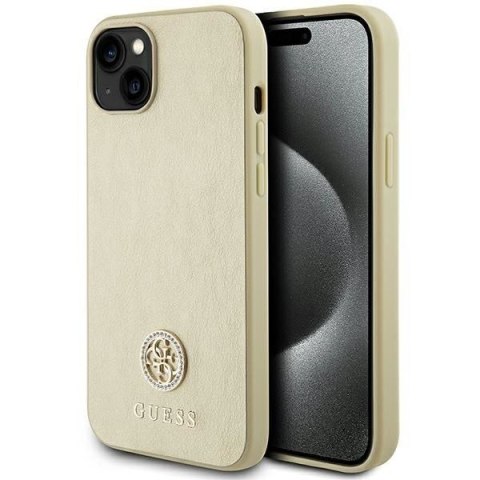 GUESS futerał do IPHONE 13 / 14 / 15 GUHCP15SPS4DGPD (Leather 4G Metal Logo Strass) złoty
