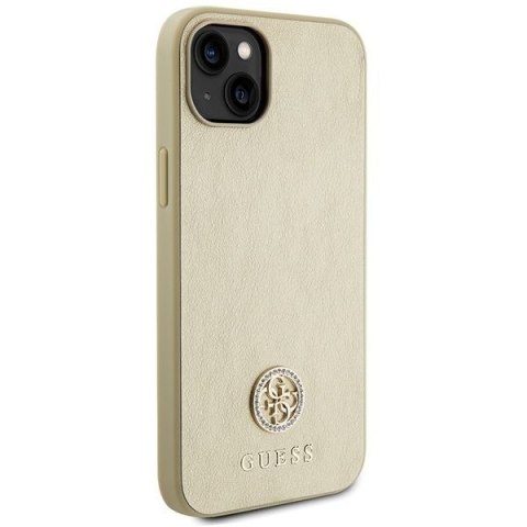GUESS futerał do IPHONE 13 / 14 / 15 GUHCP15SPS4DGPD (Leather 4G Metal Logo Strass) złoty