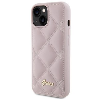 GUESS futerał do IPHONE 13 / 14 / 15 GUHCP15SPSQSQSP (Quilted Metal Logo) różowy