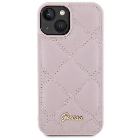 GUESS futerał do IPHONE 13 / 14 / 15 GUHCP15SPSQSQSP (Quilted Metal Logo) różowy