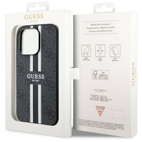 GUESS futerał do IPHONE 14 Pro Max kompatybilny z MagSafe GUHMP14XP4RPSK (4G Printed Stripes) czarny