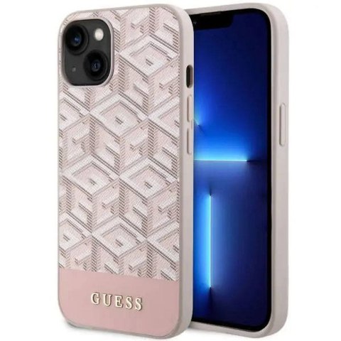 GUESS futerał do IPHONE 14 kompatybilny z MagSafe GUHMP14SHGCFSEP (GCUBE Stripes) różowy