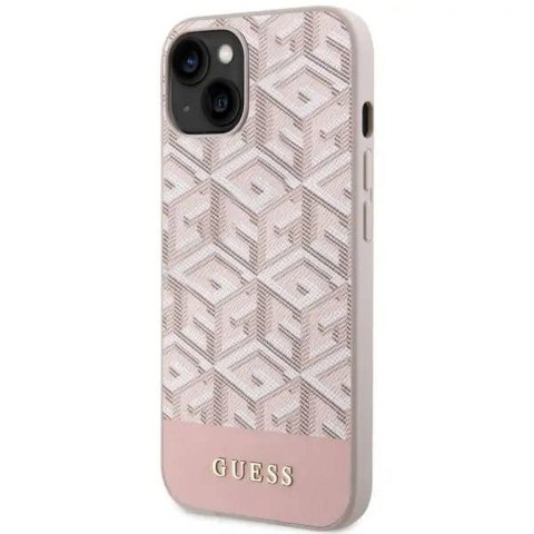 GUESS futerał do IPHONE 14 kompatybilny z MagSafe GUHMP14SHGCFSEP (GCUBE Stripes) różowy