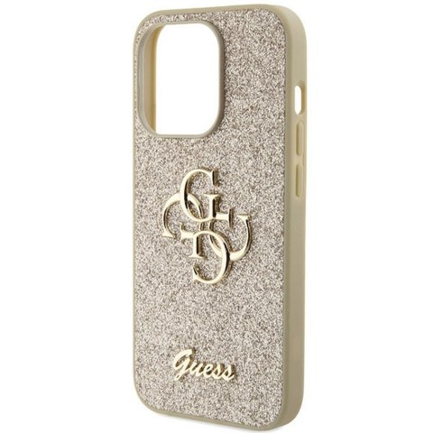 GUESS futerał do IPHONE 15 Pro GUHCP15LHG4SGD (Fixed Glitter Big 4G) złoty