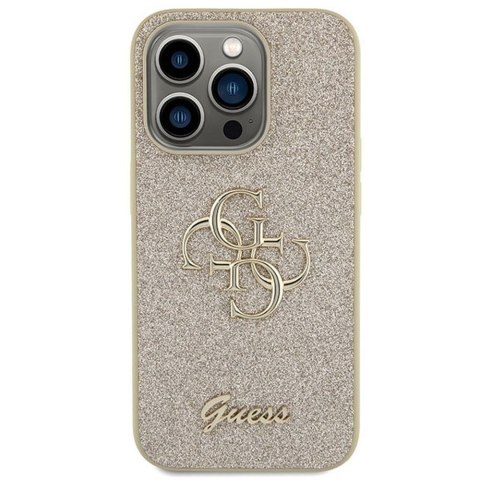 GUESS futerał do IPHONE 15 Pro GUHCP15LHG4SGD (Fixed Glitter Big 4G) złoty