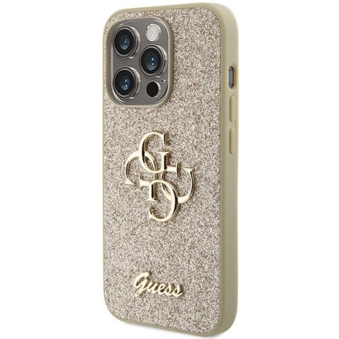 GUESS futerał do IPHONE 15 Pro GUHCP15LHG4SGD (Fixed Glitter Big 4G) złoty