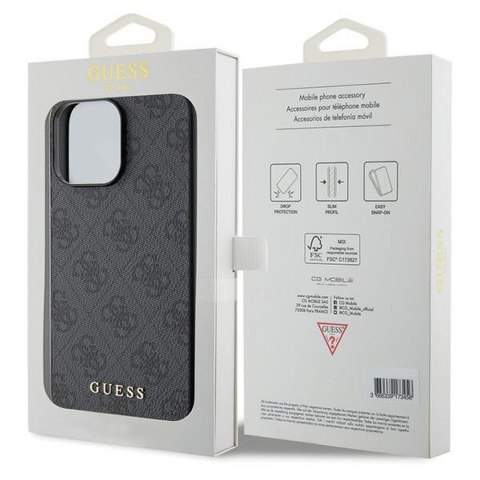GUESS futerał do IPHONE 15 Pro Max GUHCP15XG4GFGR (4G Metal Logo) szary