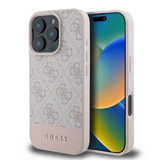 GUESS futerał do IPHONE 16 Pro Max GUHCP16XG4GLPI (4G PU Bottom Stripe) różowy