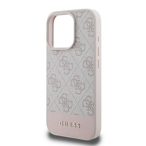 GUESS futerał do IPHONE 16 Pro Max GUHCP16XG4GLPI (4G PU Bottom Stripe) różowy