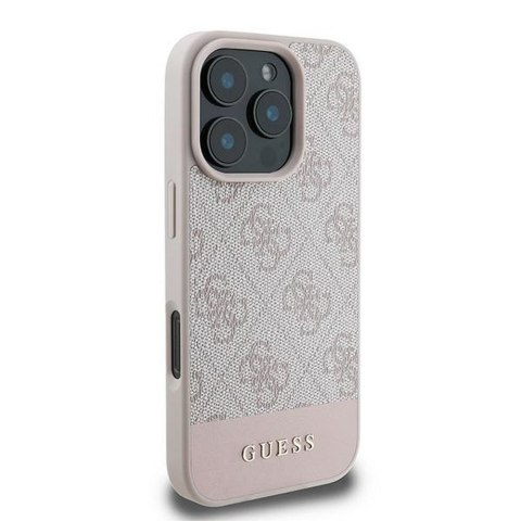 GUESS futerał do IPHONE 16 Pro Max GUHCP16XG4GLPI (4G PU Bottom Stripe) różowy