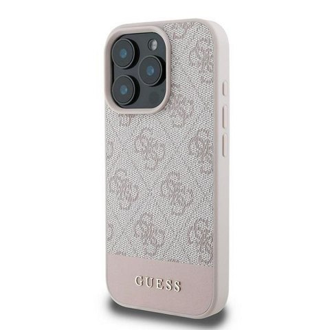 GUESS futerał do IPHONE 16 Pro Max GUHCP16XG4GLPI (4G PU Bottom Stripe) różowy