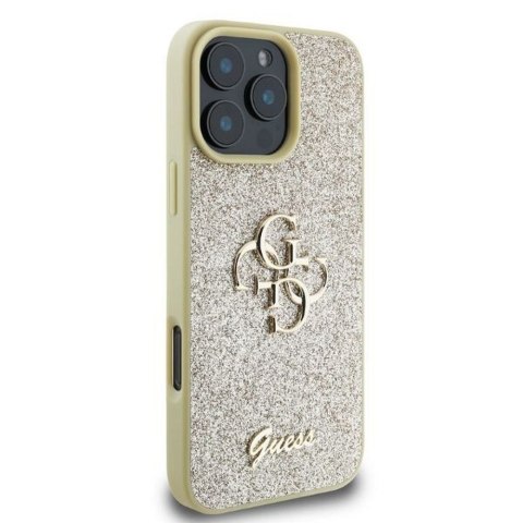 GUESS futerał do IPHONE 16 Pro Max GUHCP16XHG4SGD (Fixed Glitter Big 4G) złoty
