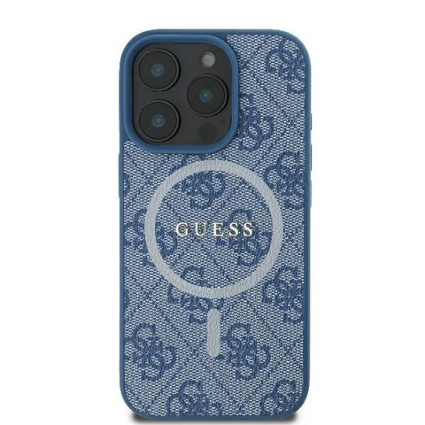 GUESS futerał do IPHONE 16 Pro kompatybilny z MagSafe GUHMP16LG4GFRB (PU 4G Ring Classic Logo) niebieski