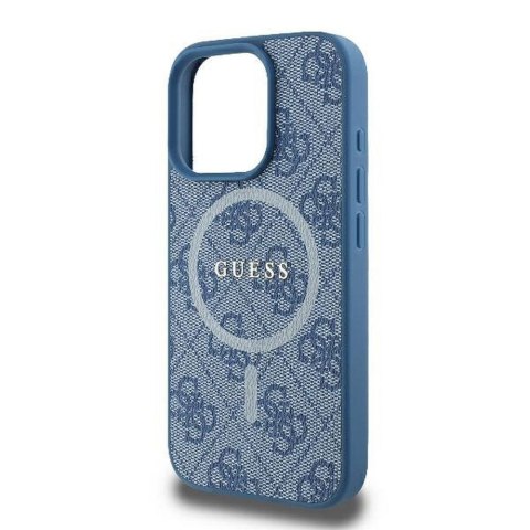GUESS futerał do IPHONE 16 Pro kompatybilny z MagSafe GUHMP16LG4GFRB (PU 4G Ring Classic Logo) niebieski