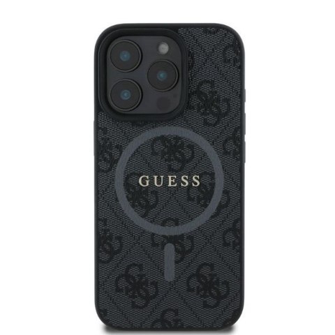 GUESS futerał do IPHONE 16 Pro kompatybilny z MagSafe GUHMP16LG4GFRK (PU 4G Ring Classic Logo) czarny
