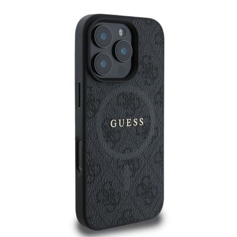 GUESS futerał do IPHONE 16 Pro kompatybilny z MagSafe GUHMP16LG4GFRK (PU 4G Ring Classic Logo) czarny